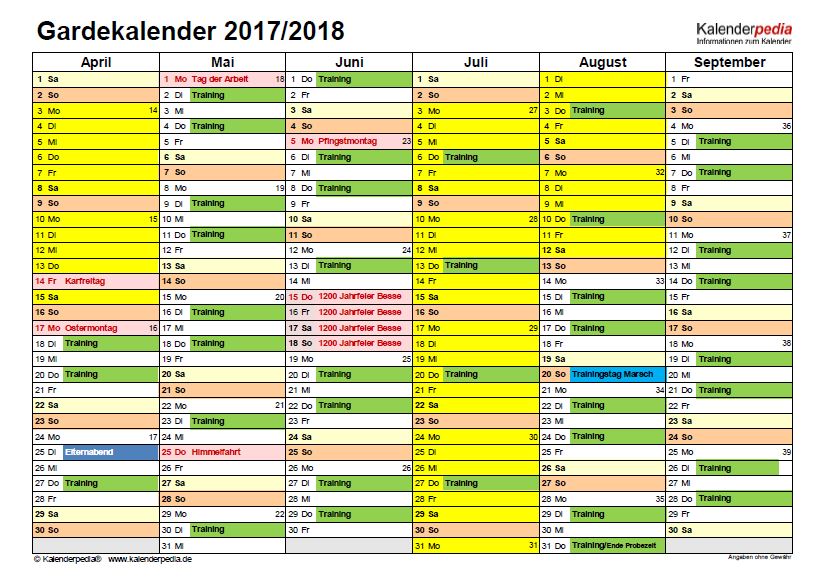 Gardekalender 2017/2018